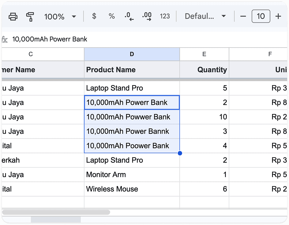 Ubah data satu per satu