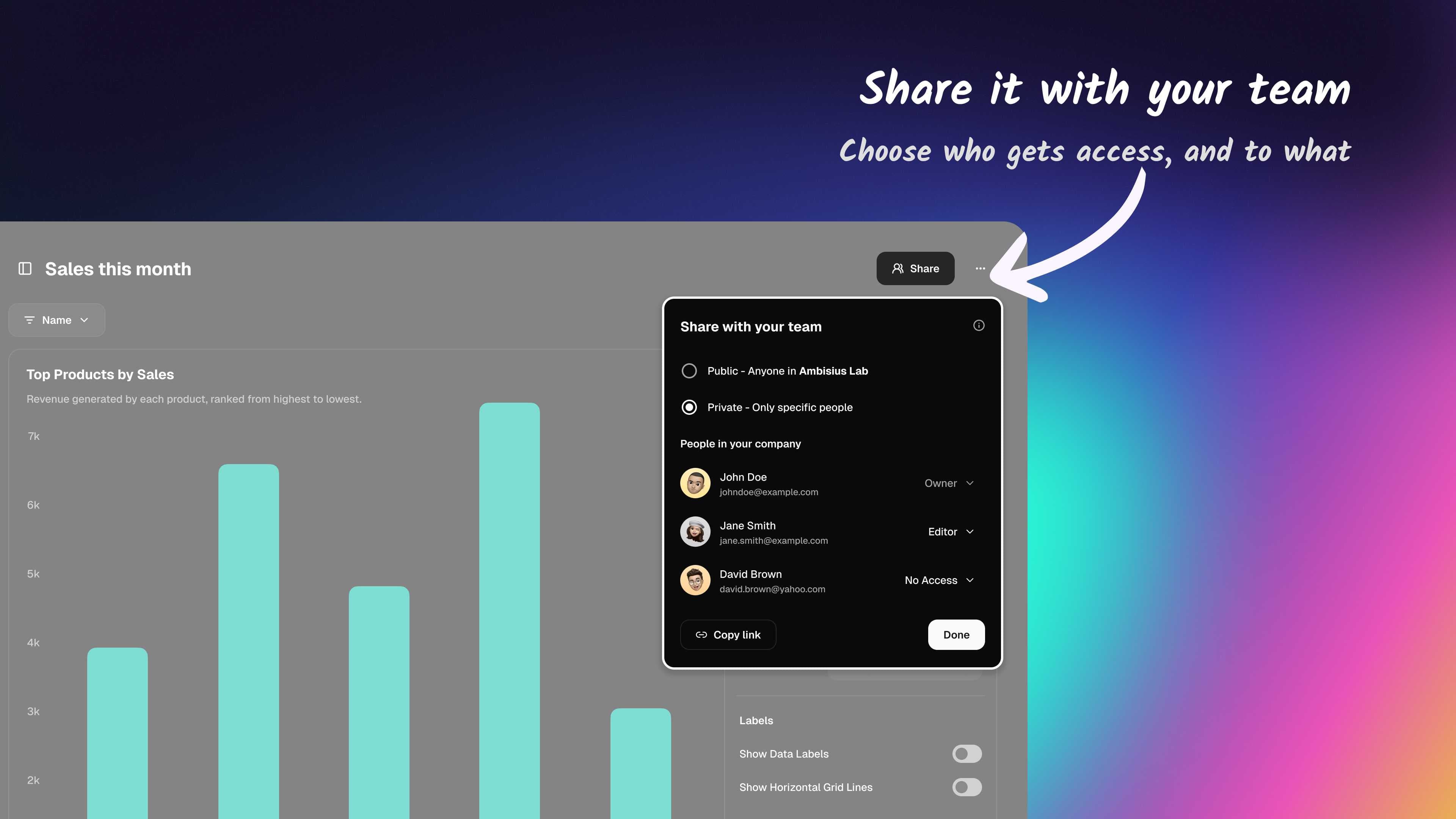 Sharing specific pages with team members using Ambisius permission control